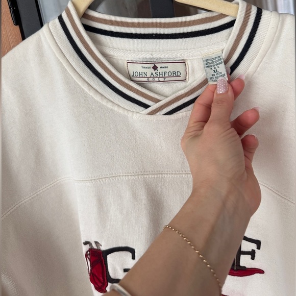 Vintage 90s Golf embroidered pullover sweater John Ashford ball clubs sporty XL - Picture 5 of 8